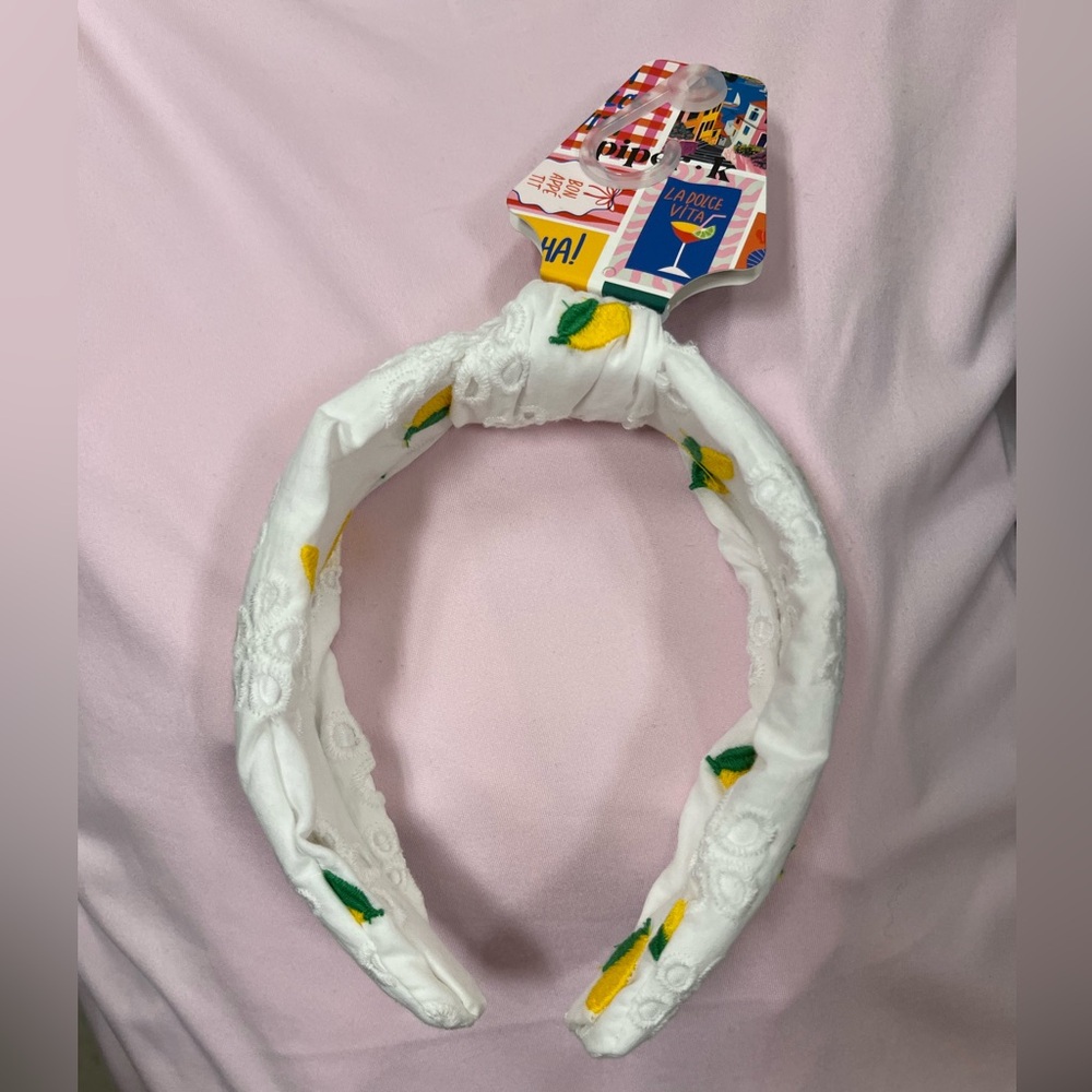 NWT ⚜️🍋⚜️ Piper K Gorgeous Satin Lemon Print Headband - Picture 6 of 11